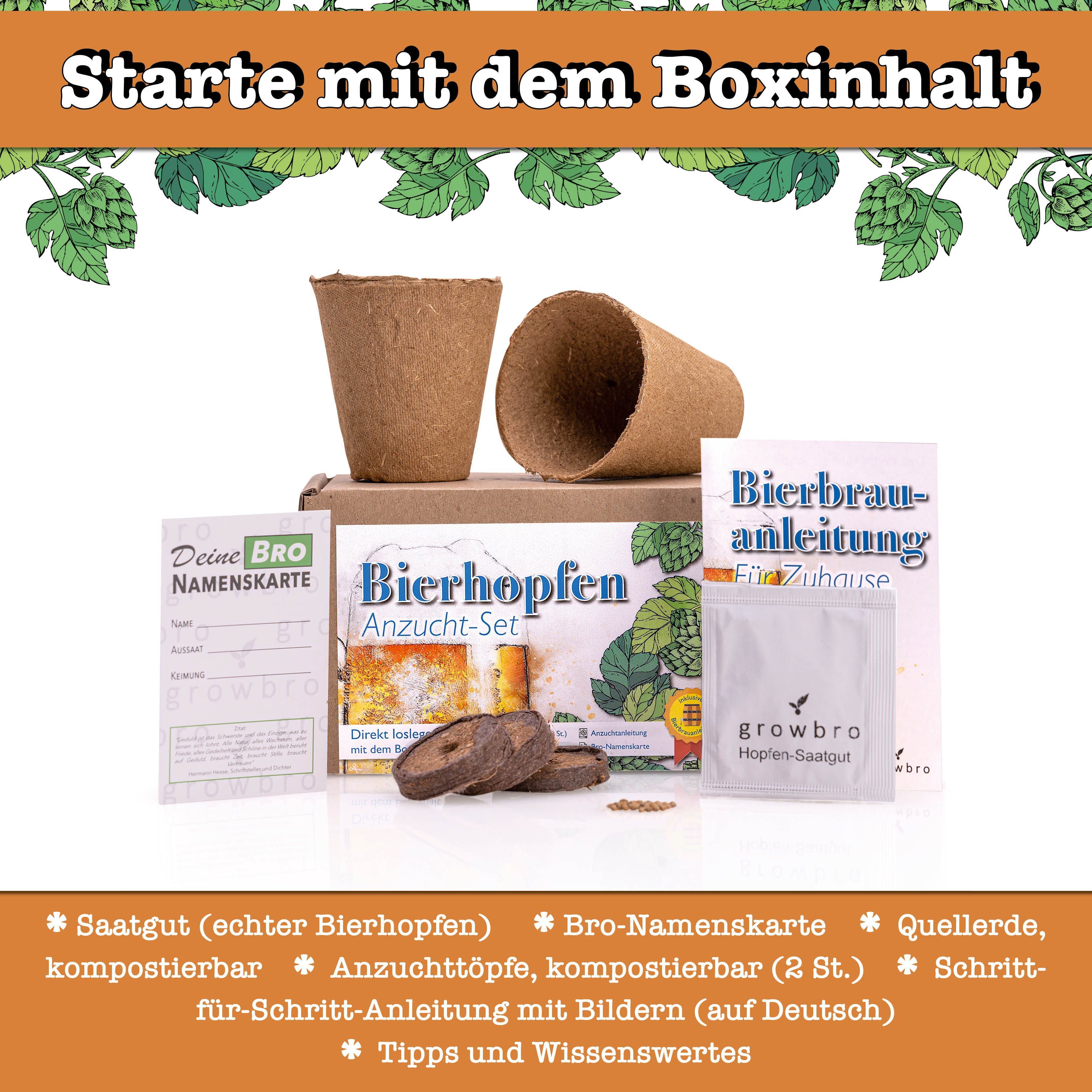 Kunstpflanze Hopfen Anzuchtset DER WEG ZU DEINEM EIGENEN BIER Geschenk für Männer, growbro, - Unser Bestseller, bekannt aus Social Media