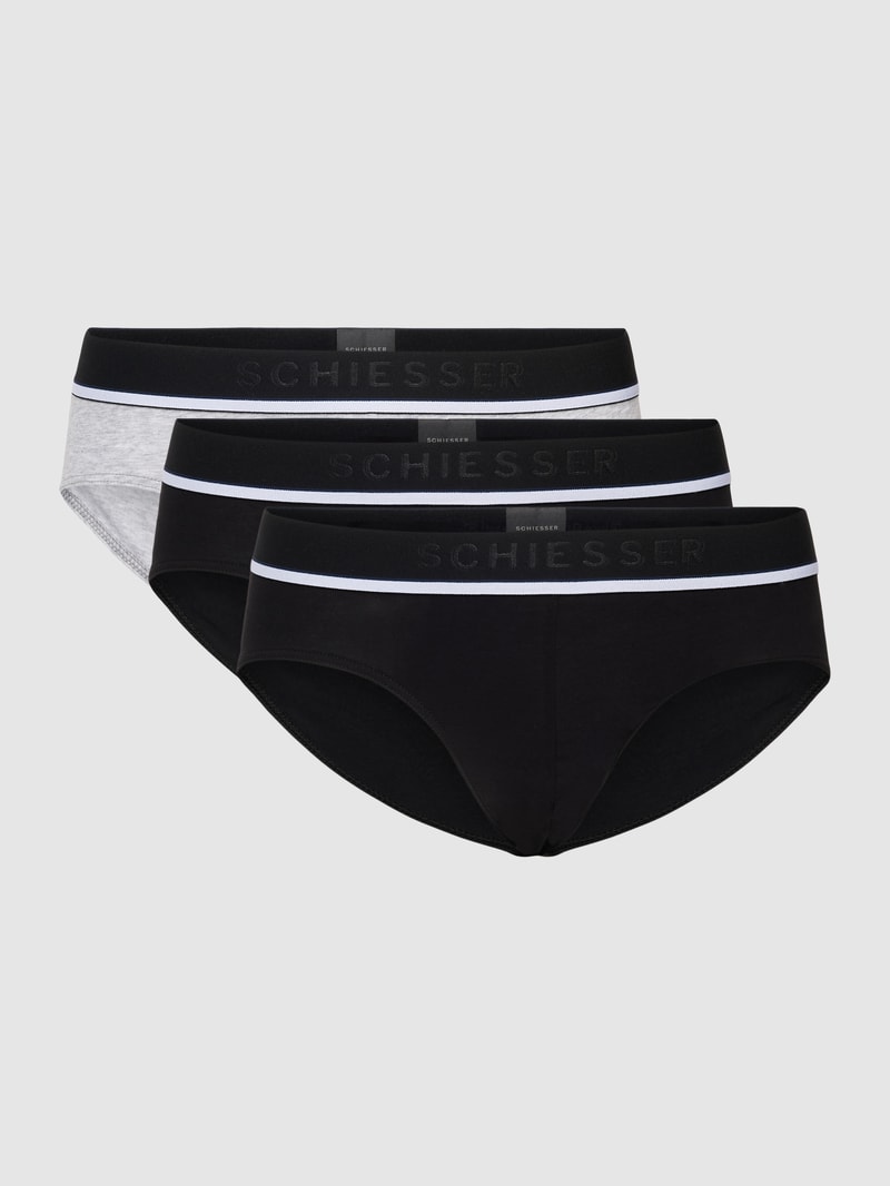 Slip mit Label-Details Modell 'Rio' im 3er-Pack in schwarz