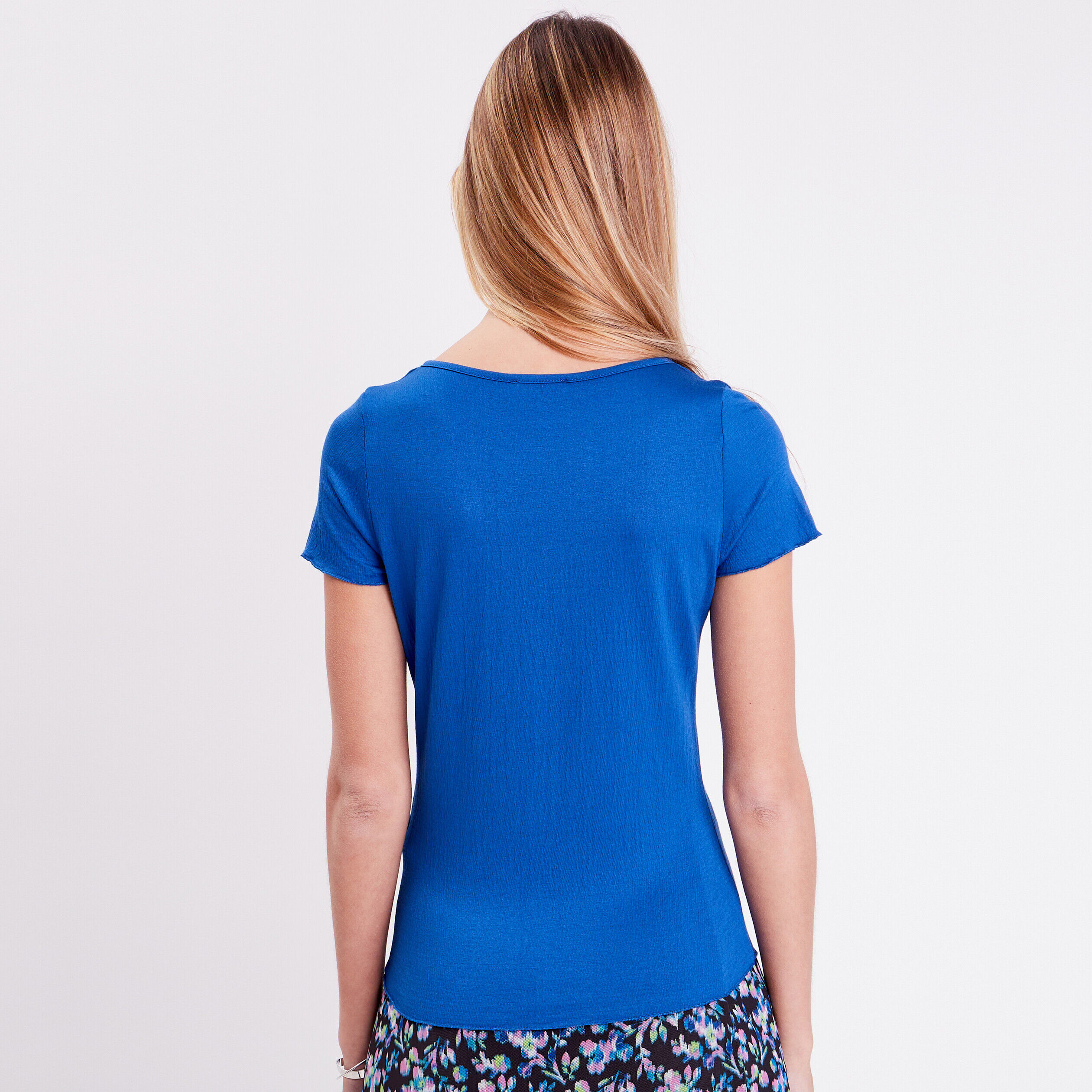 T-shirt manches courtes bleu roi femme | Cache Cache