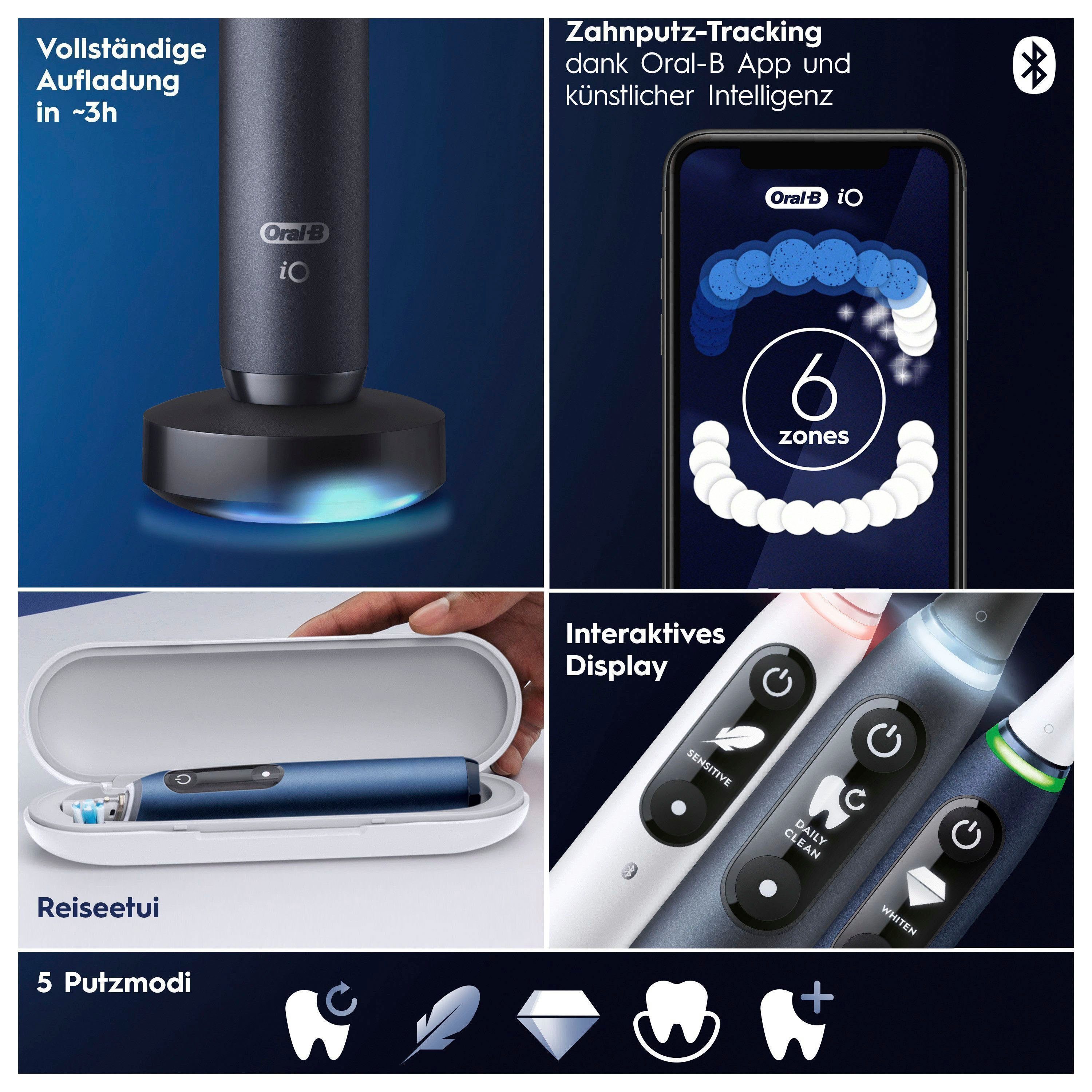 Oral-B Elektrische Zahnbürste iO 7, Aufsteckbürsten: 2 St., mit Magnet-Technologie, Display, 5 Putzmodi, Reiseetui