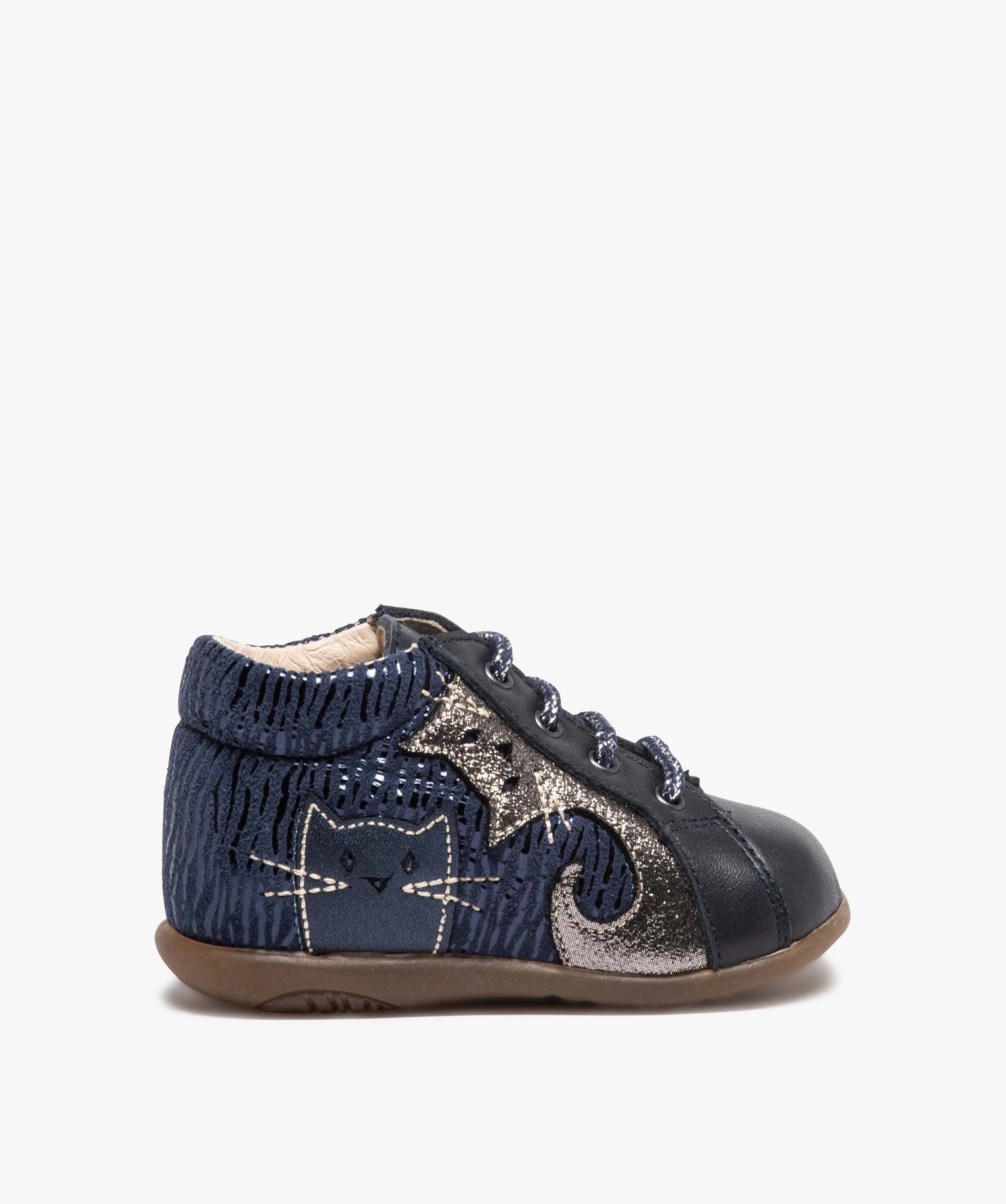 Chaussures premiers pas bébé avec motifs chats - Bopy marine | GEMO