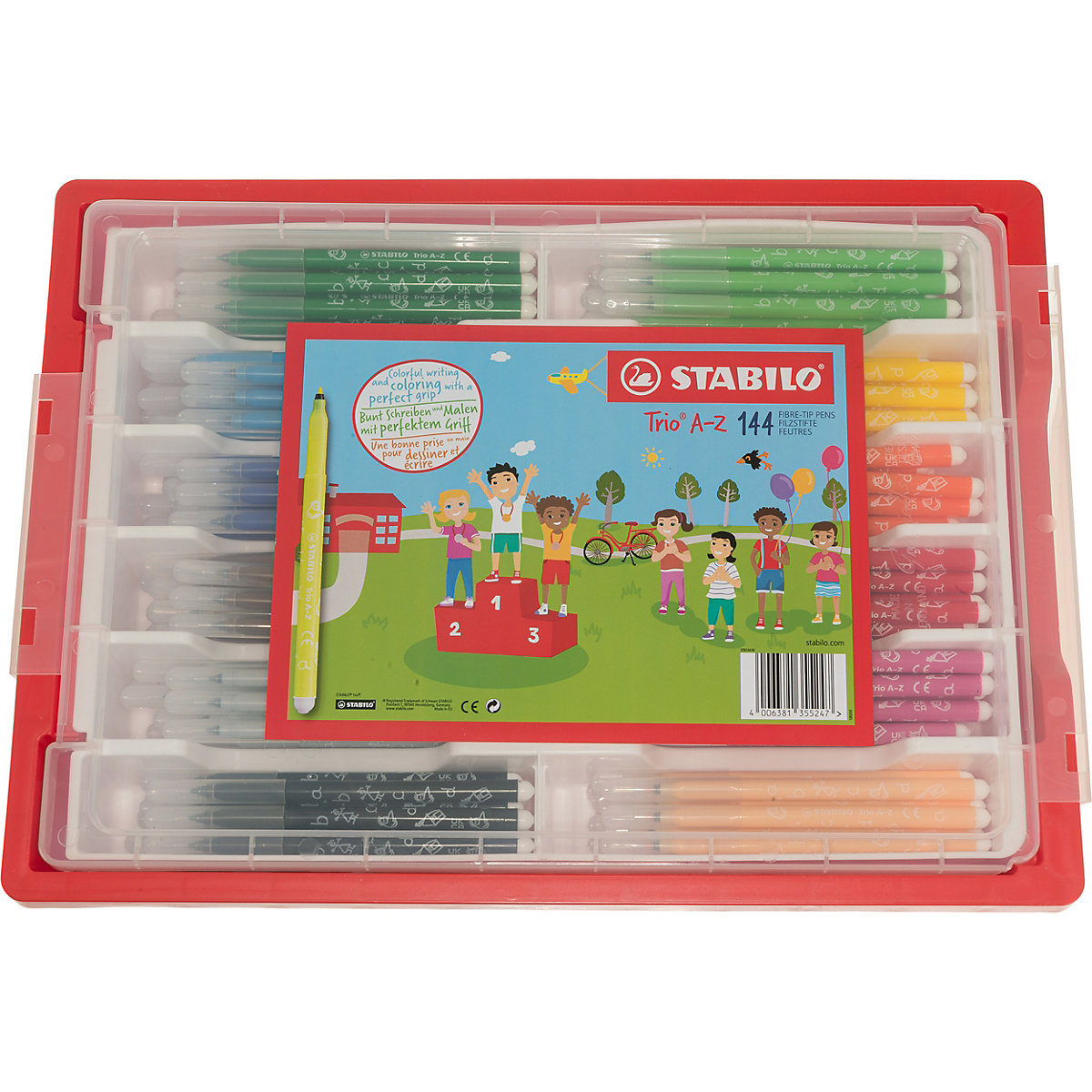 Filzstifte Trio A-Z Class Pack Mix XXL, 144 Stifte in 12 Farben in Sortierbox