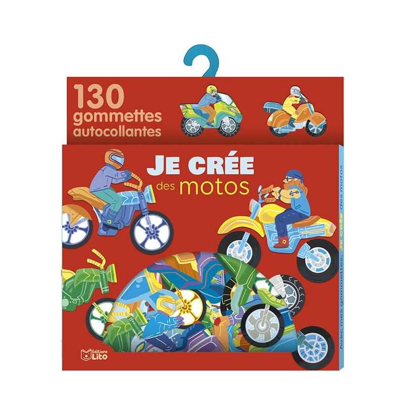 Pochette Avec mes gommettes, je crée Les motos - Lito