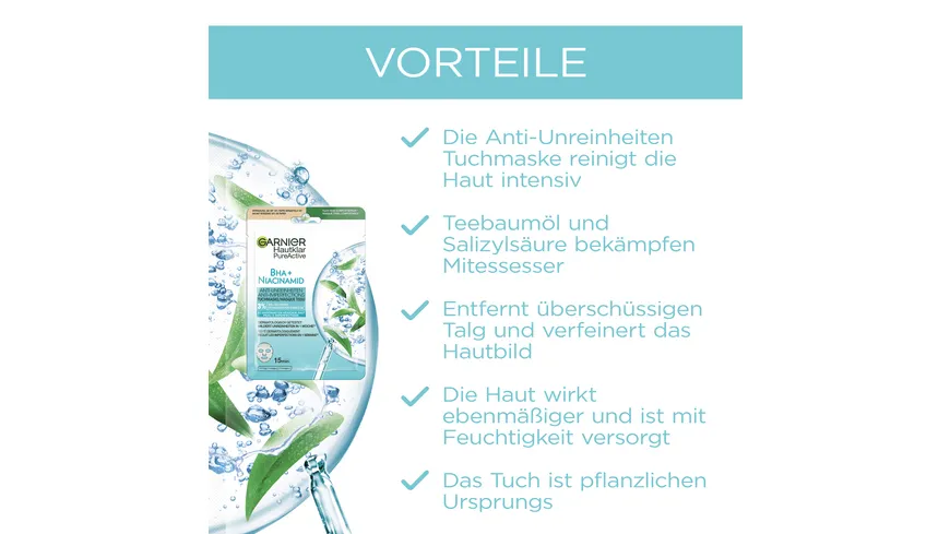 Garnier Skin Aktive Hautklar Tuchmaske Teebaumöl
