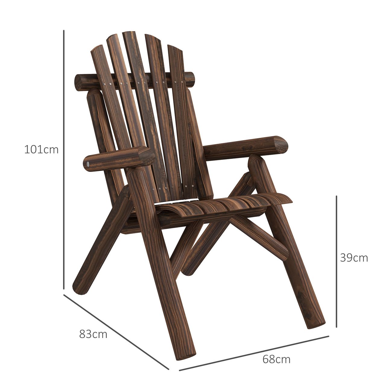 Outsunny Adirondack Gartenstuhl Holzstuhl Hochlehner Relaxstuhl Tannenholz Braun