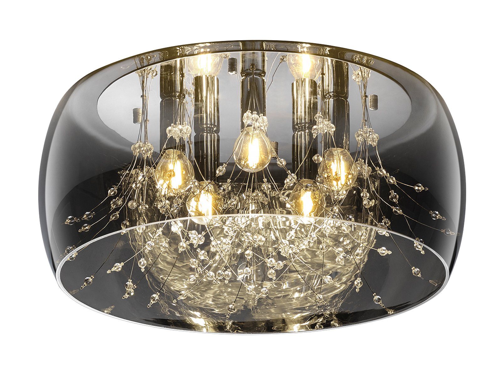 meineWunschleuchte LED Deckenleuchte, Dimmfunktion, LED wechselbar, Warmweiß, groß-e Lampenschirm Rauchglas Designer-lampen über-n Esstisch, Ø50cm
