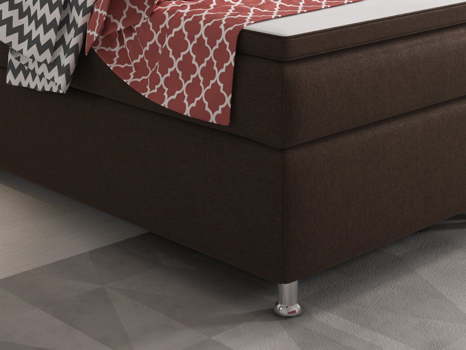 interbed Boxspringbett King Size 180x200 cm 7 Zonen Taschenfederkern Matratze inkl.Topper