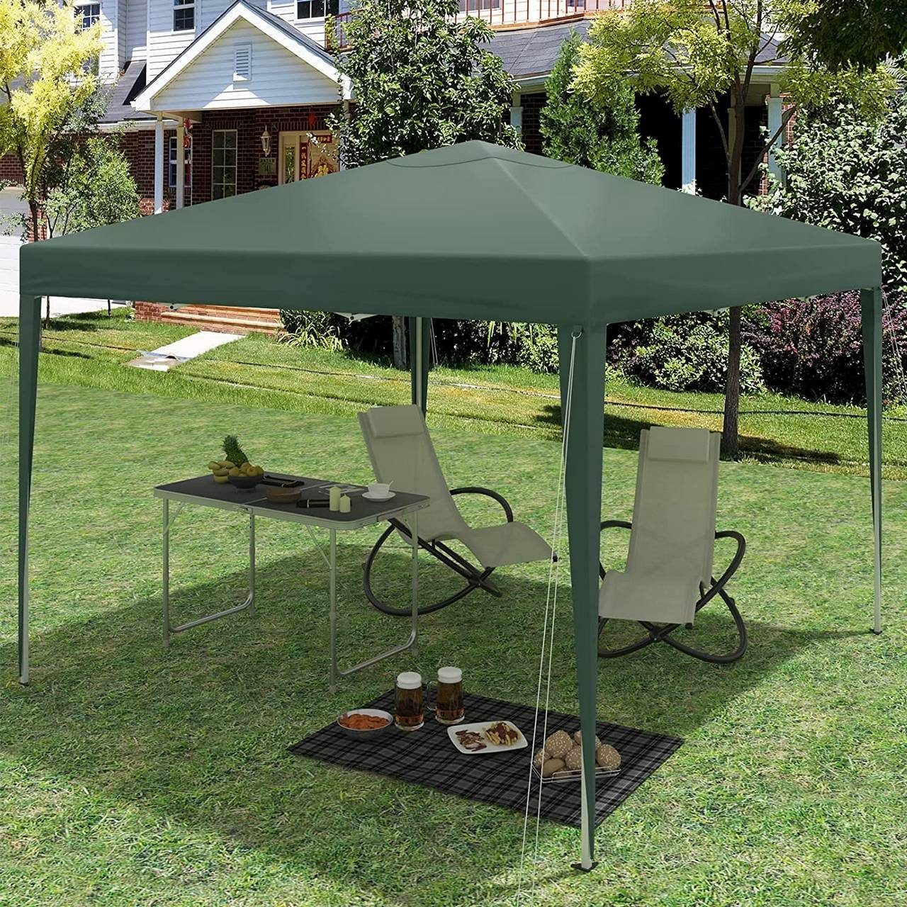 Woltu Faltpavillon, Pop-Up Pavillon aus Oxford Metallrahmen 3x3 m