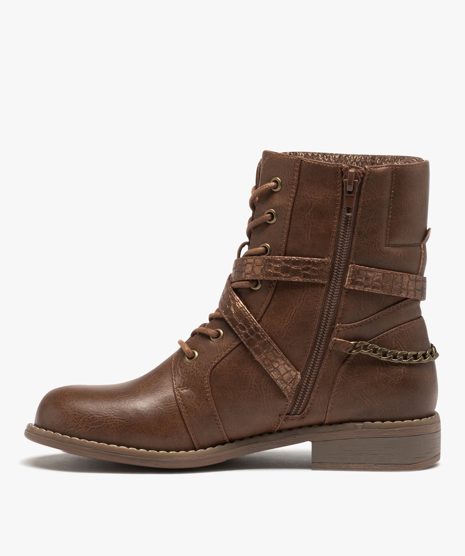 Boots avec tige fantaisie et chaine à la cheville femme camel | GEMO