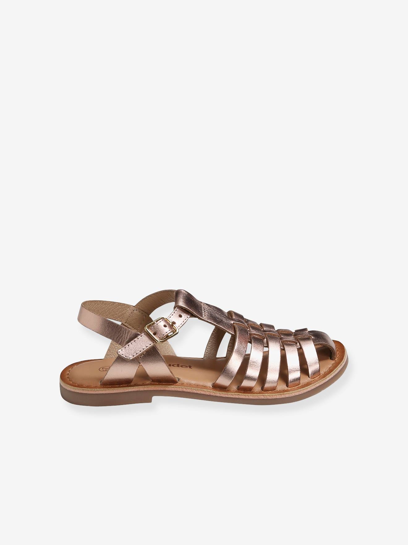 Sandales cuir fille champagne