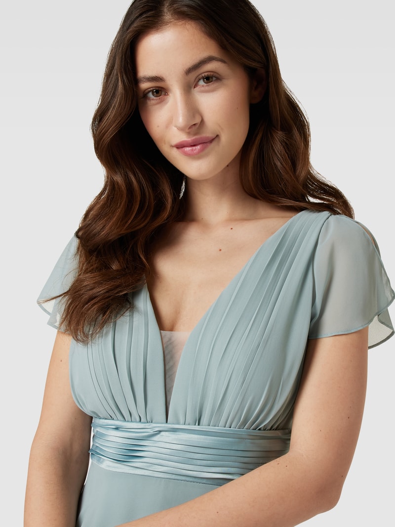 Abendkleid mit Flügelärmeln in schilf