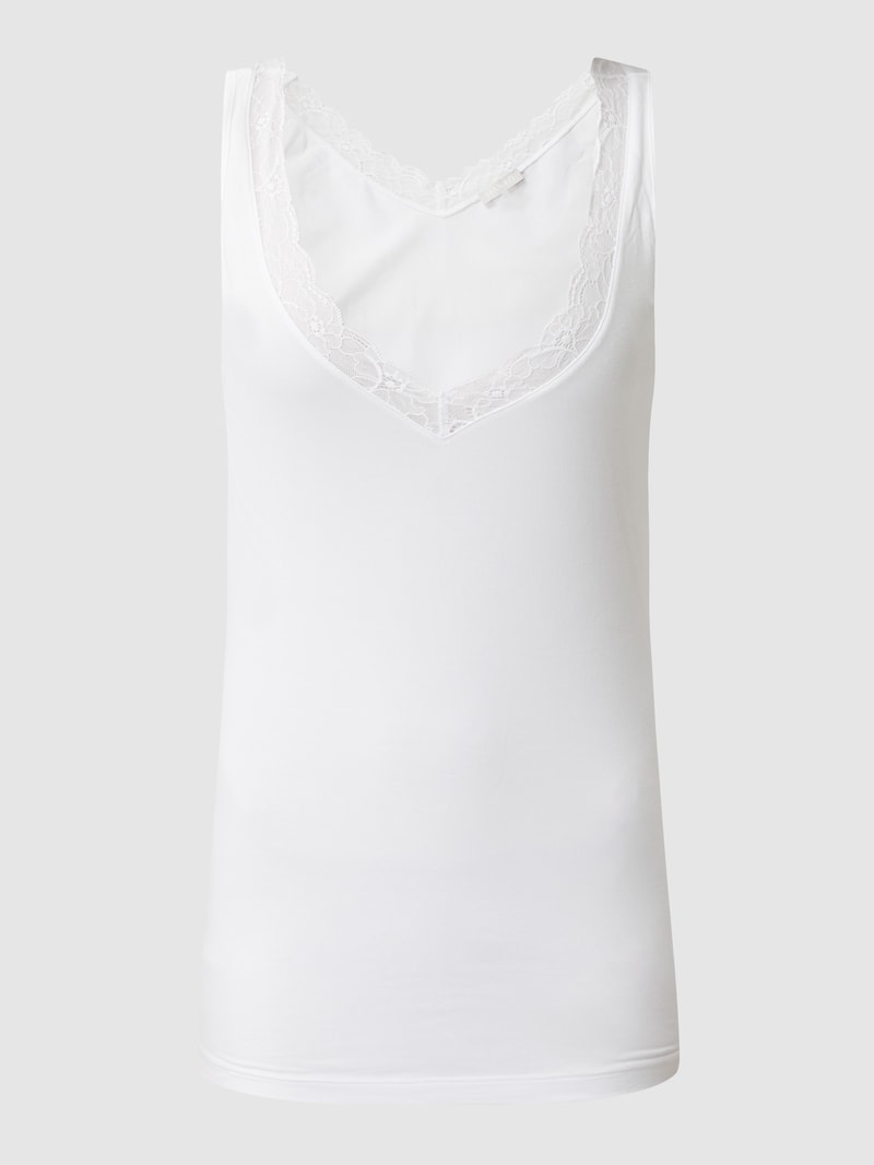 Unterhemd mit Spitze Modell 'Cotton Lace' in weiß