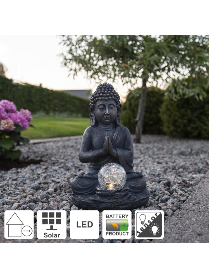 STAR Trading Solar Dekorationsleuchte Buddha in Silber günstig kaufen onesize