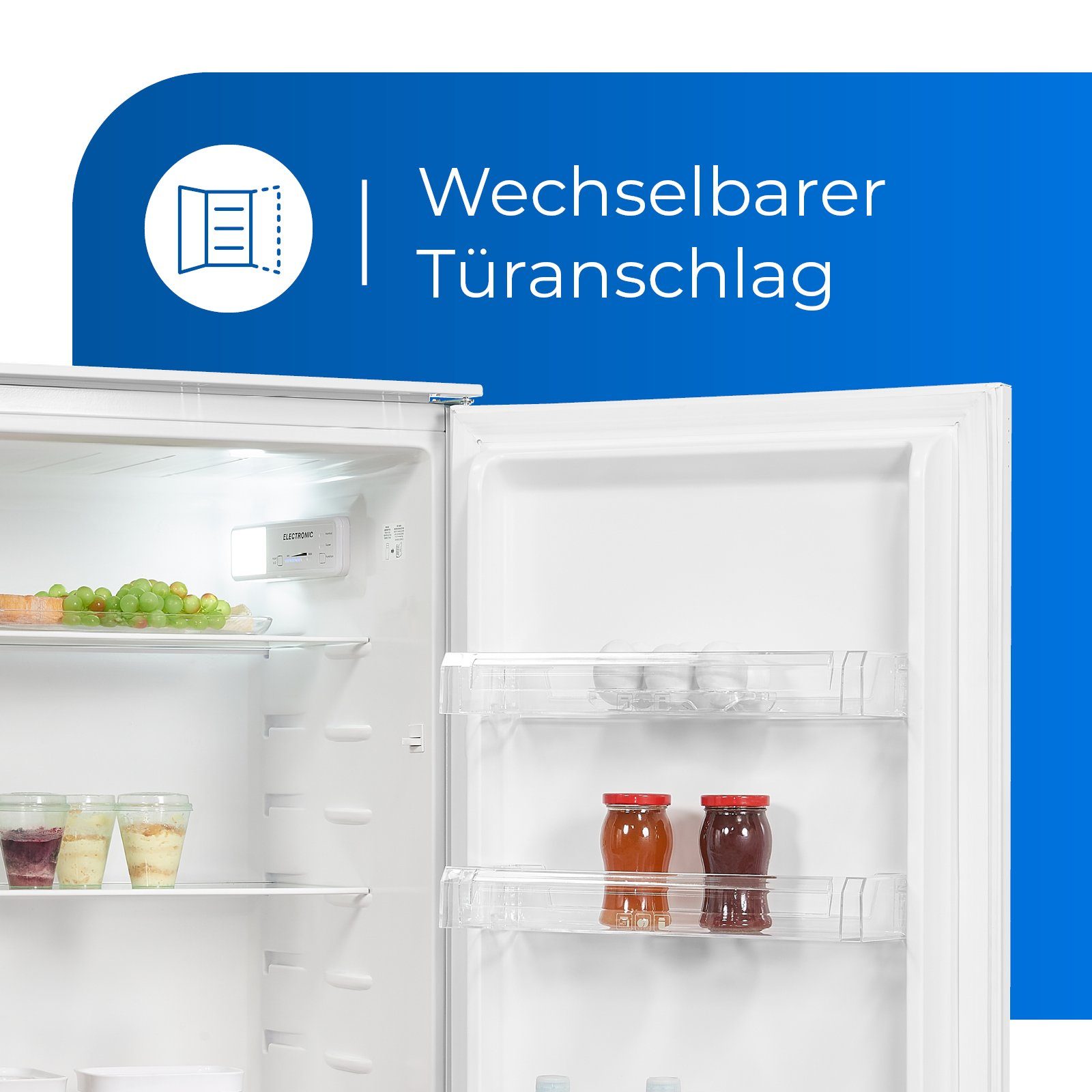 exquisit Einbaukühlschrank EKS201-V-E-040F, 122.7 cm hoch, 54 cm breit, mit elektronischer Steuerung & Super-Kühl-Modus