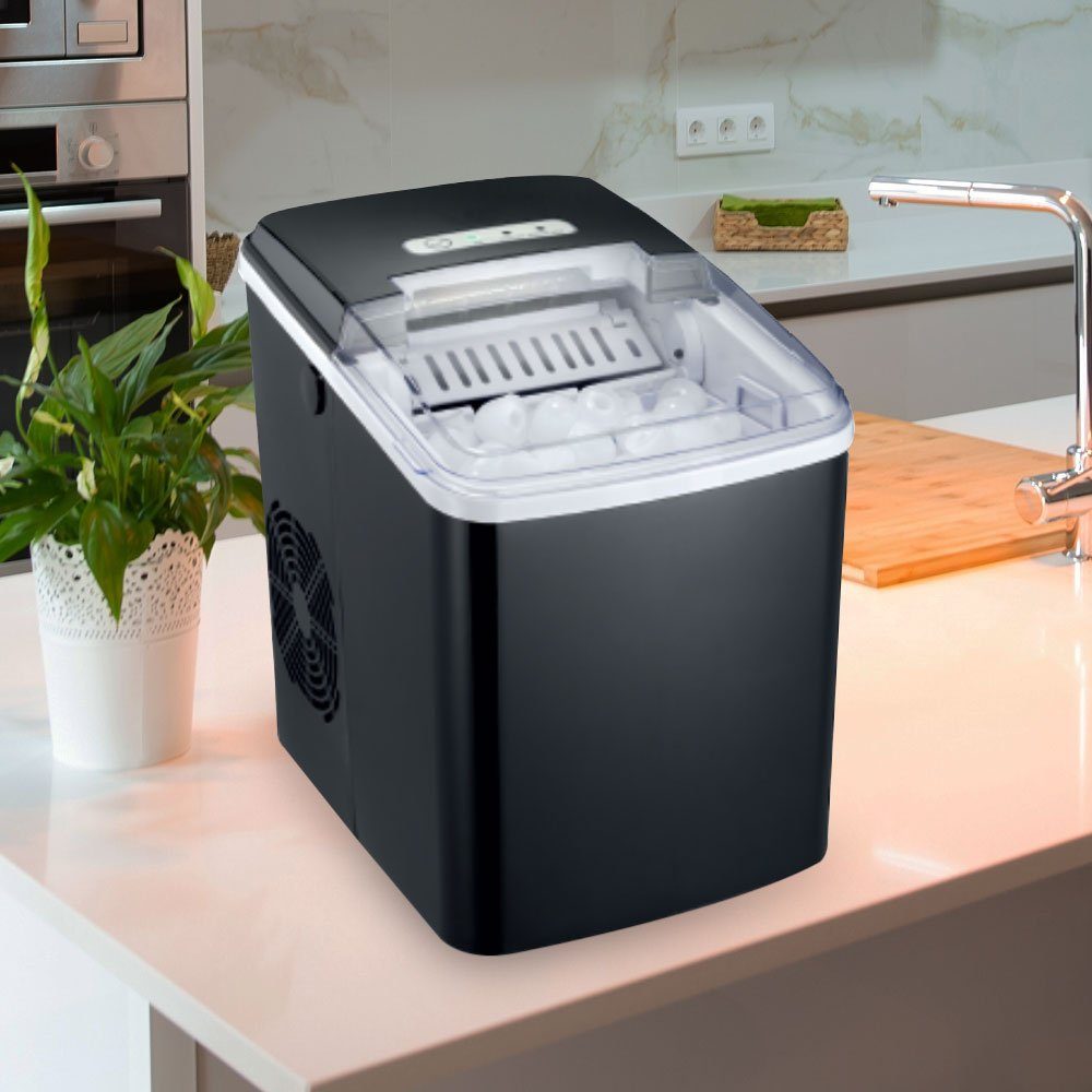 etc-shop Eiswürfelmaschine, Eiswürfel Maschine schwarz 1,85l Ice Cube Maker Leise 120W LED Anzeige