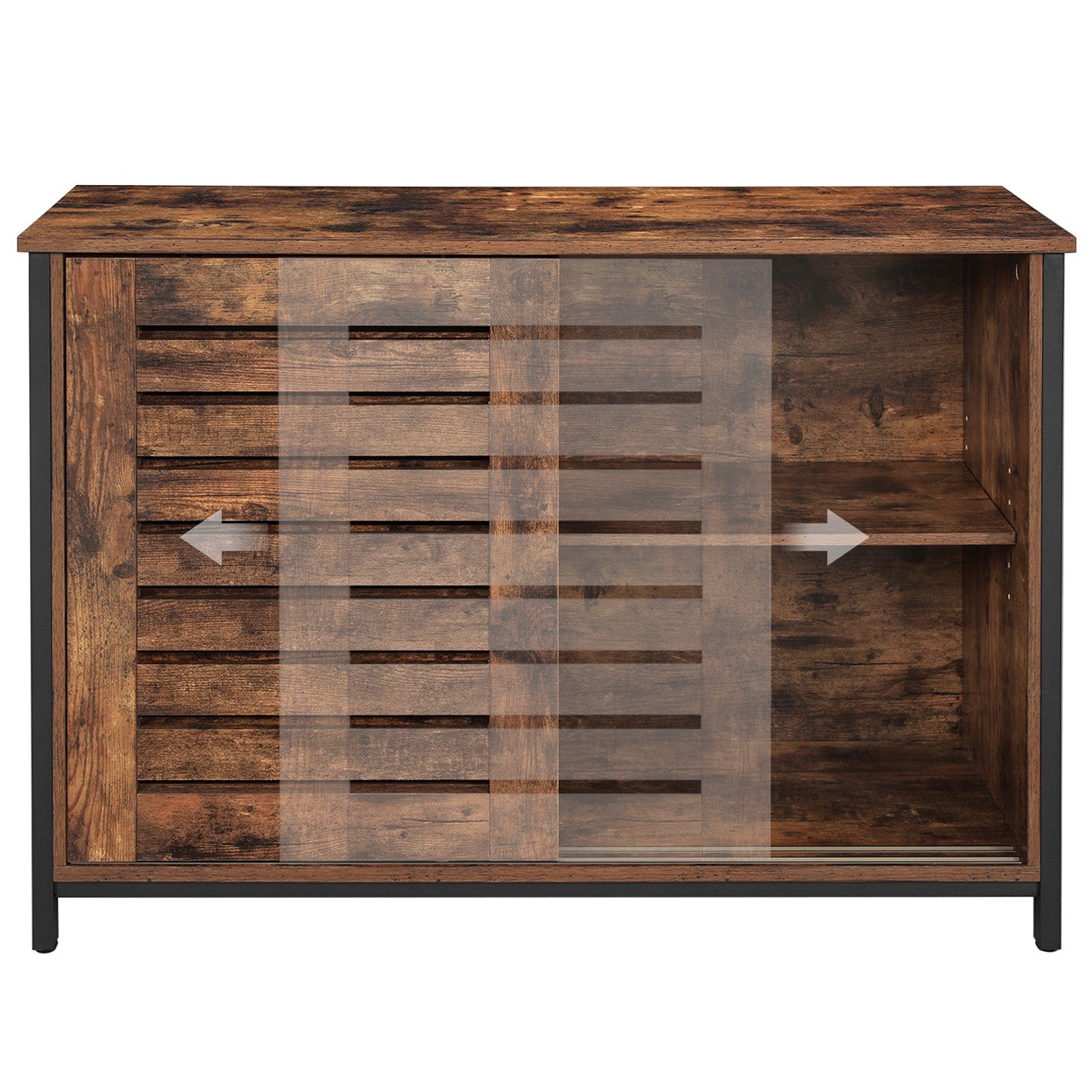 VASAGLE Sideboard Küchenschrank, mit Schiebetüren, Breite 100 cm, vintage