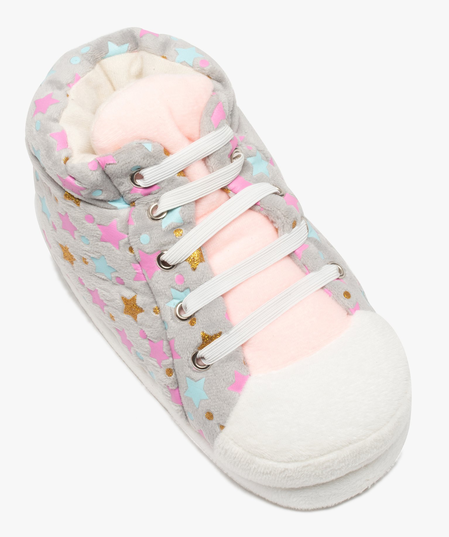 Chaussons fille 3D en forme de baskets montantes gris | GEMO