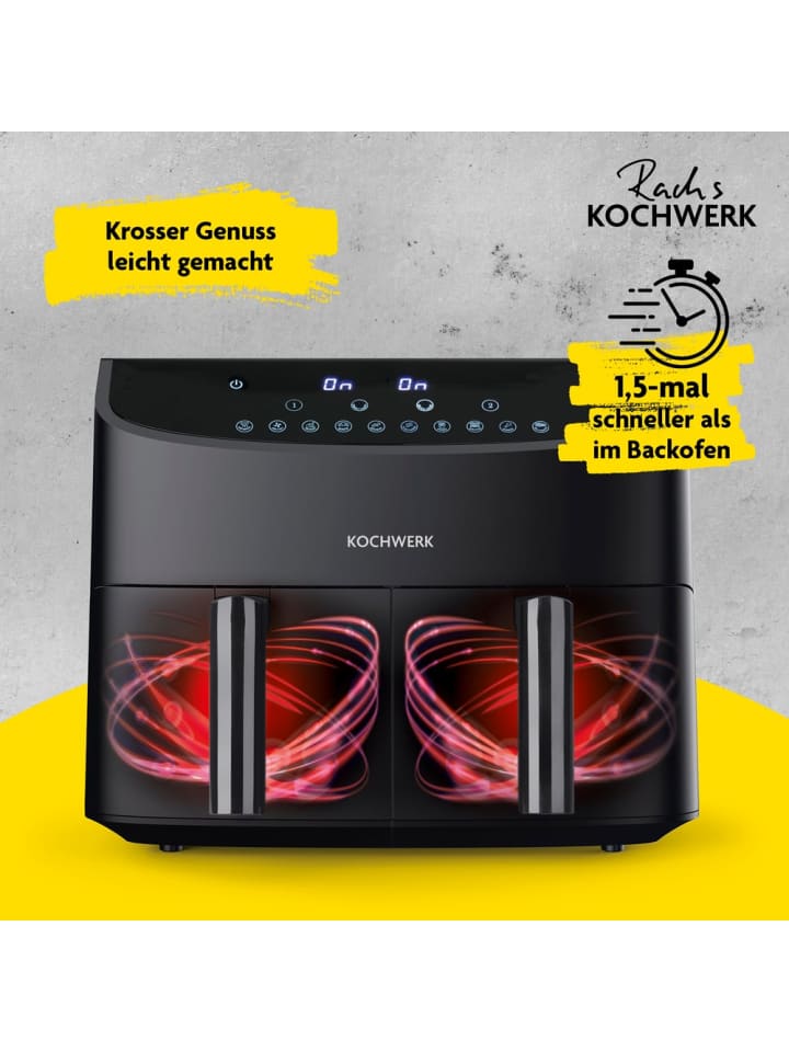 MAXXMEE Rachs KOCHWERK Heißluft-Fritteuse Doppelkorb 2x 3,5l - schwarz günstig kaufen onesize