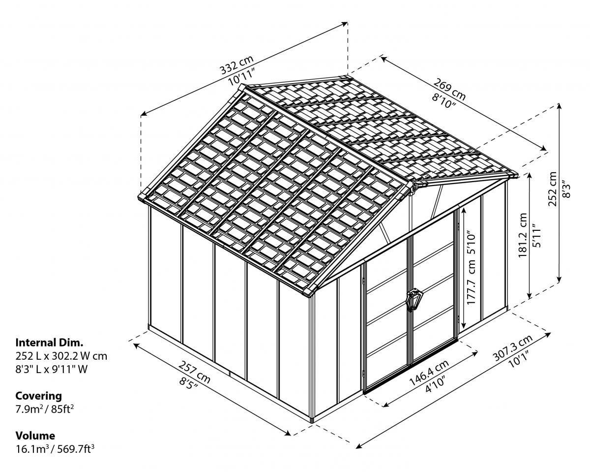 Canopia by Palram Yukon 10mm Gerätehaus 2,69x3,32m ohne Boden
