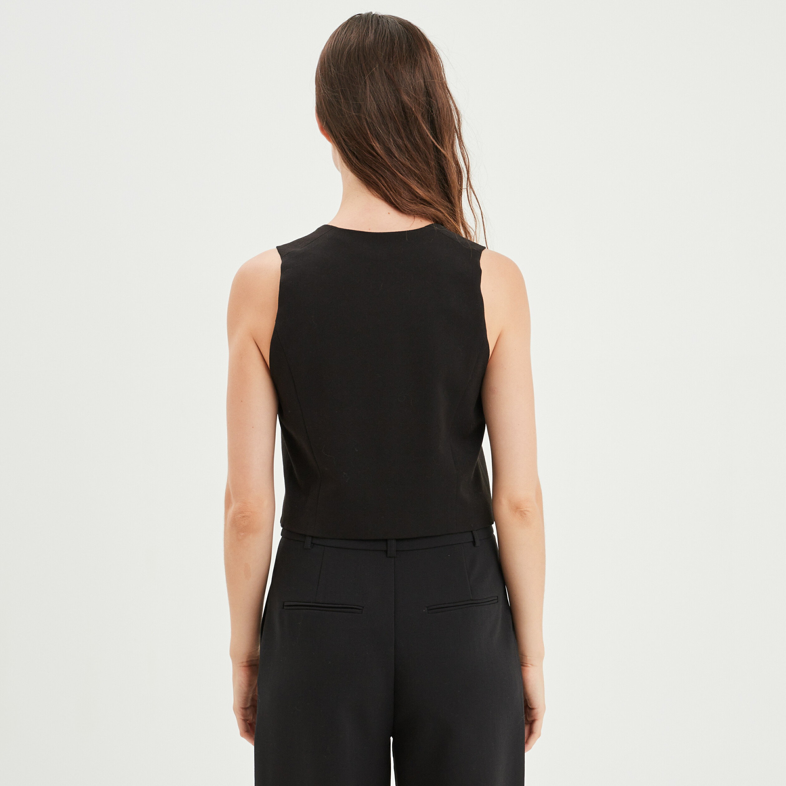 Veston sans manches boutonné noir femme | La Halle