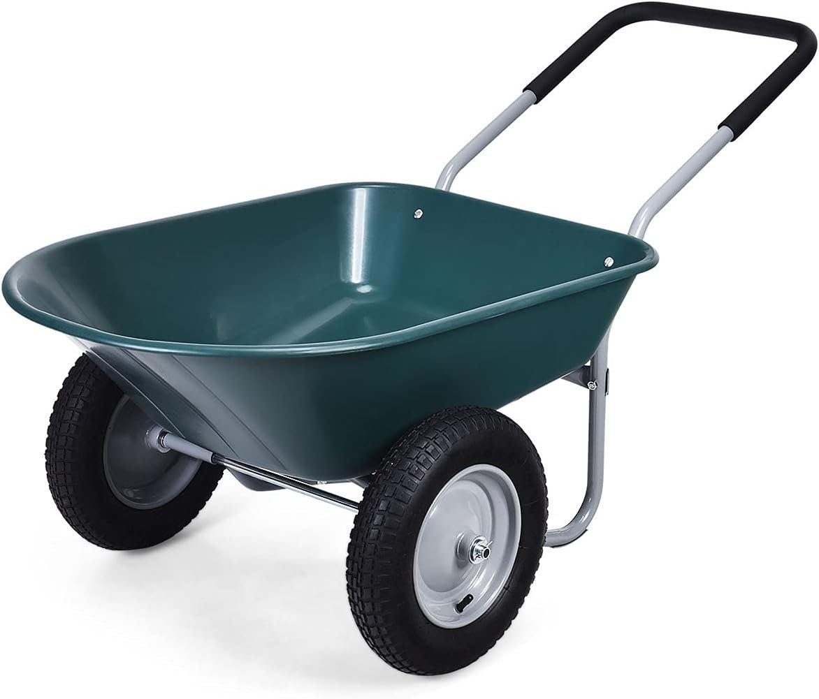 KOMFOTTEU Schubkarre, mit Metall Felge & PP Wanne & Softgrip-Griffe