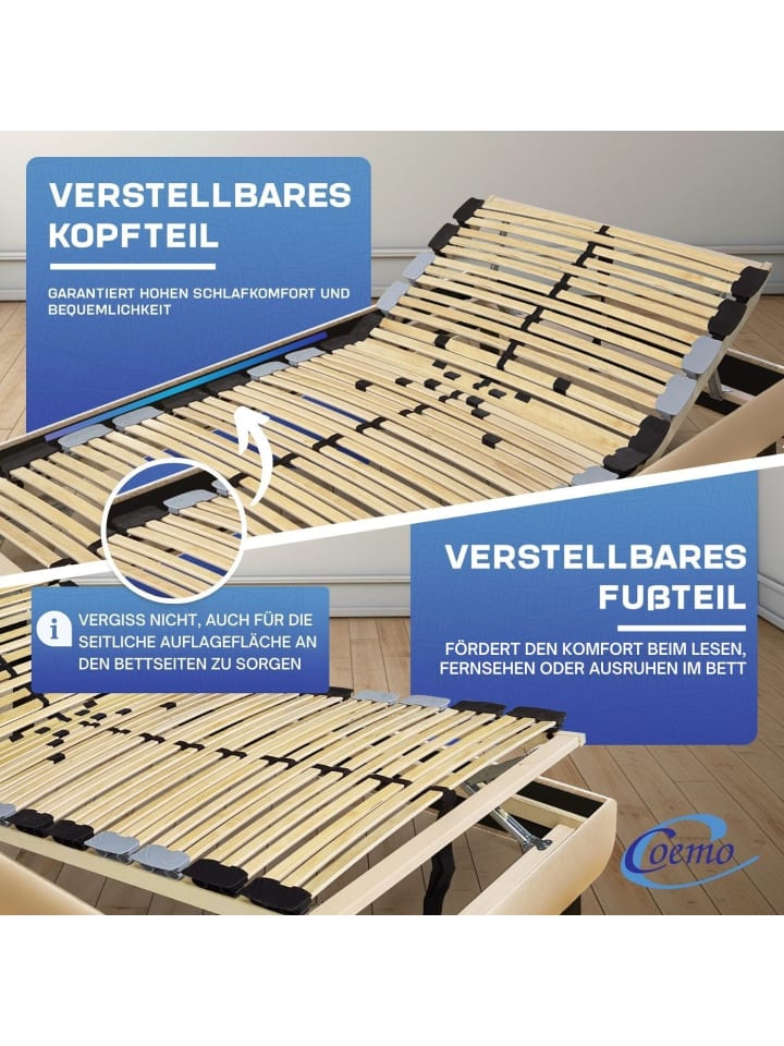 Coemo 7-Zonen Lattenrost PREMIUM Kopf-Fußteil verstellbar in Natur günstig kaufen