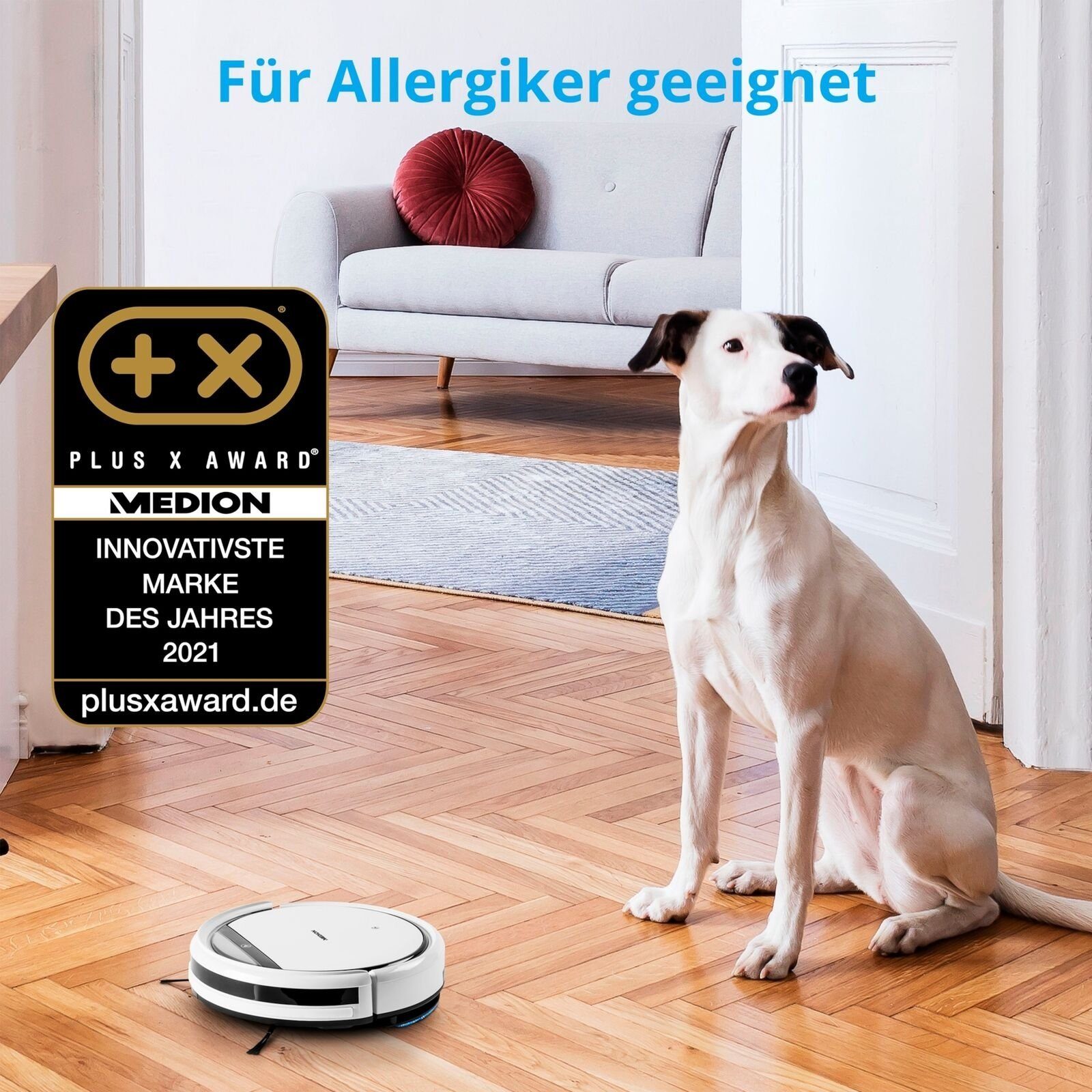 Medion® Saugroboter Medion MD18503 Bodenstaubsauger, Beutellos, Wischfunktion