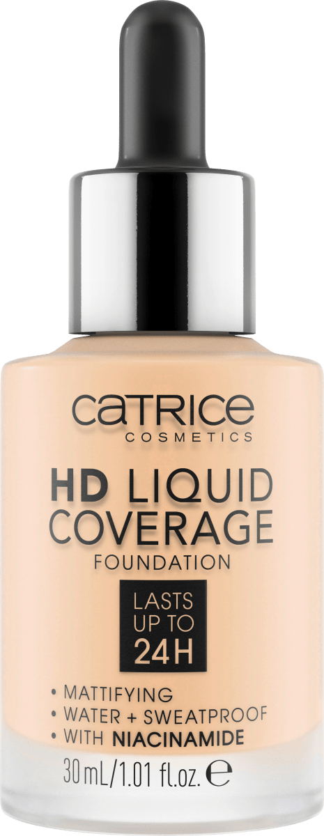 Foundation Liquid HD Coverage Waterproof 002 Porcelain Beige, 30 ml