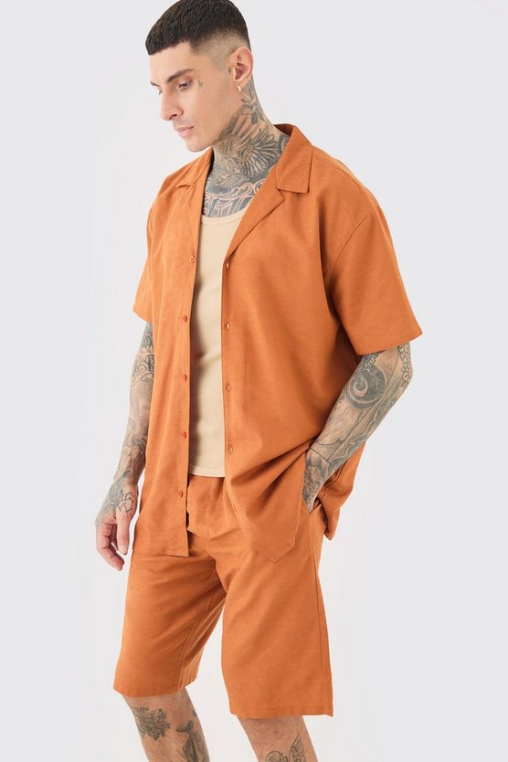 Tall Oversize Leinen-Hemd & Shorts