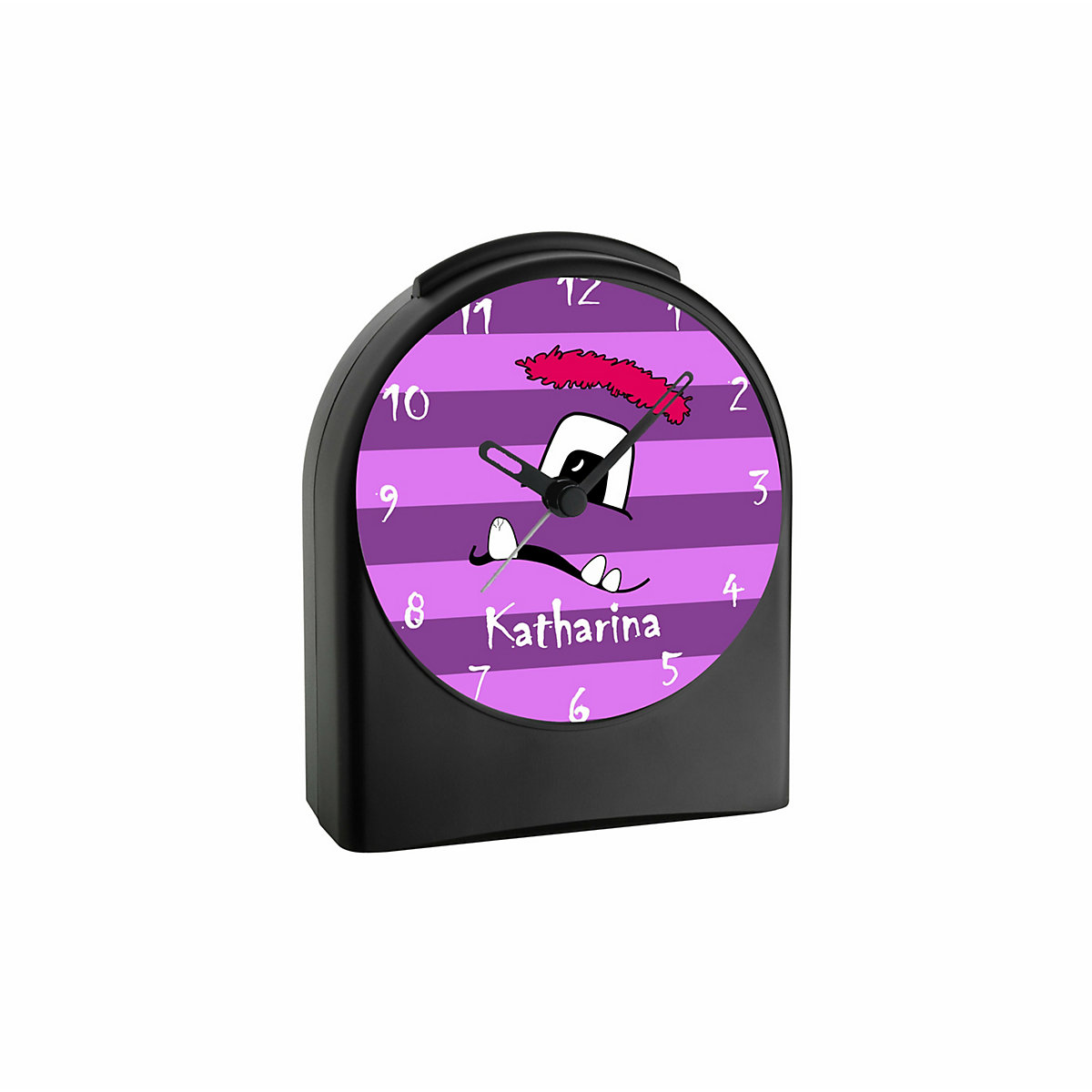 Kinder Funkwecker personalisiert mit Namen Monster Atom-/Funkuhr, 12-Stunden-Anzeigeformat, Schlummerfunktion, Nachtlicht, Geräuschlos/Ohne Ticken