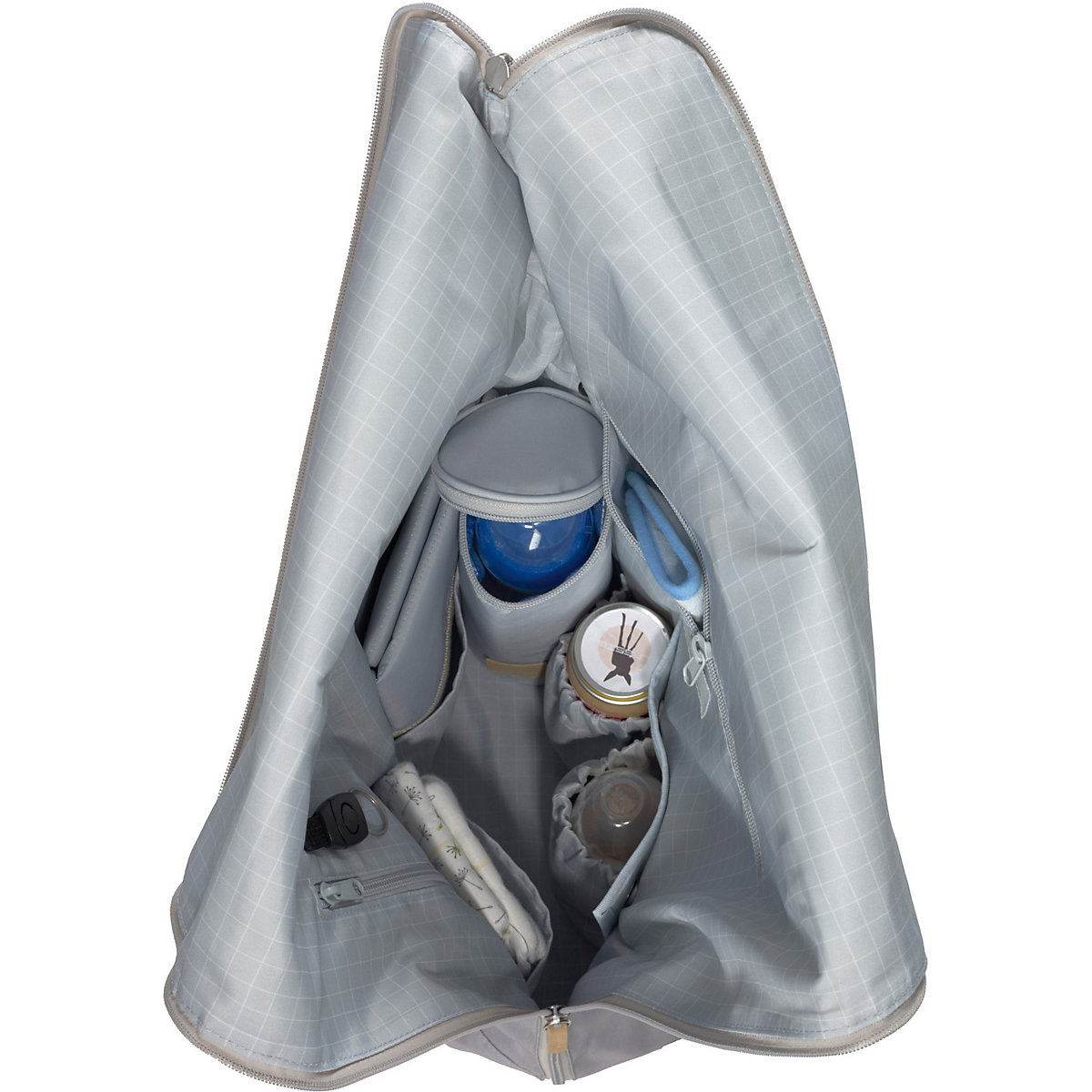 Wickelrucksack Rolltop grey, inkl. Zubehör & Wickelunterlage