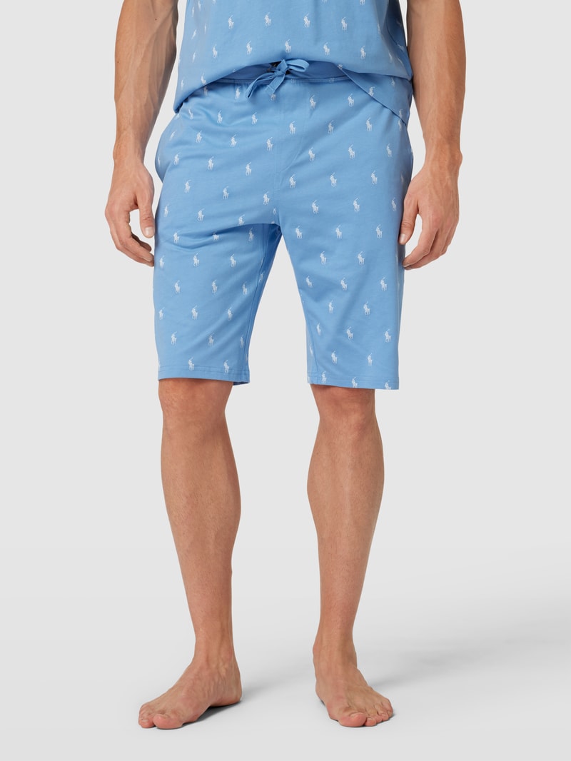 Slim Fit Sweatshorts mit Allover-Print Modell 'LIQUID in hellblau