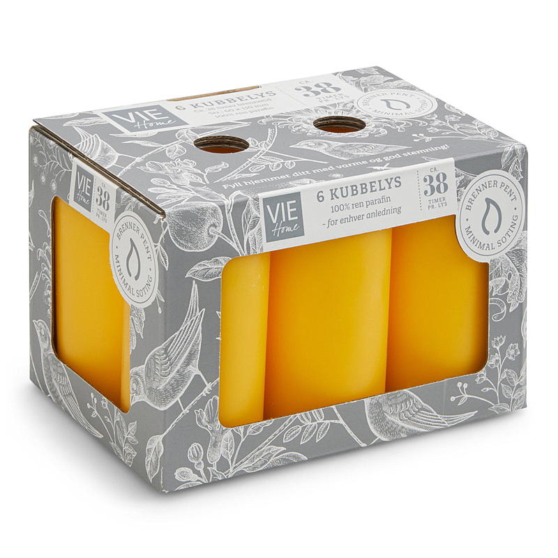 Vie Home Kubbelys 6-pk 6x11 cm gul