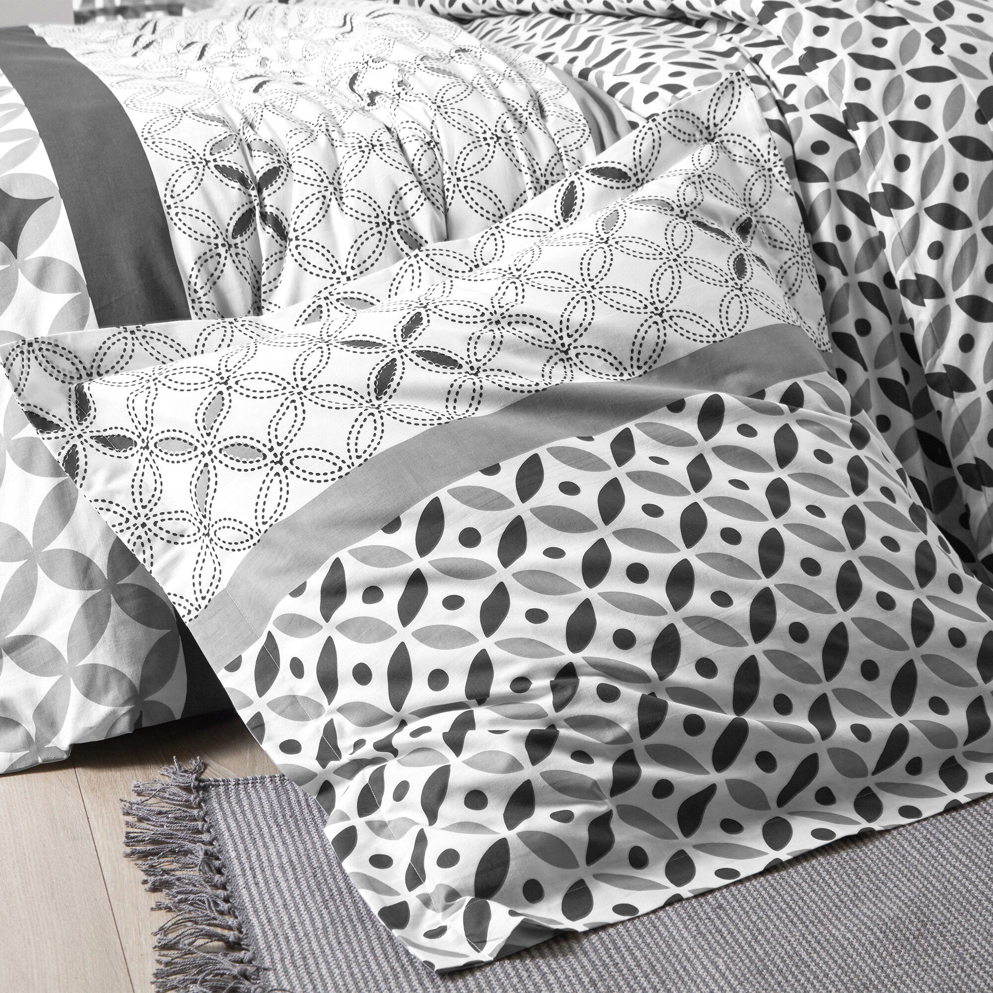 Linge de lit Marlow en coton motifs géométriques