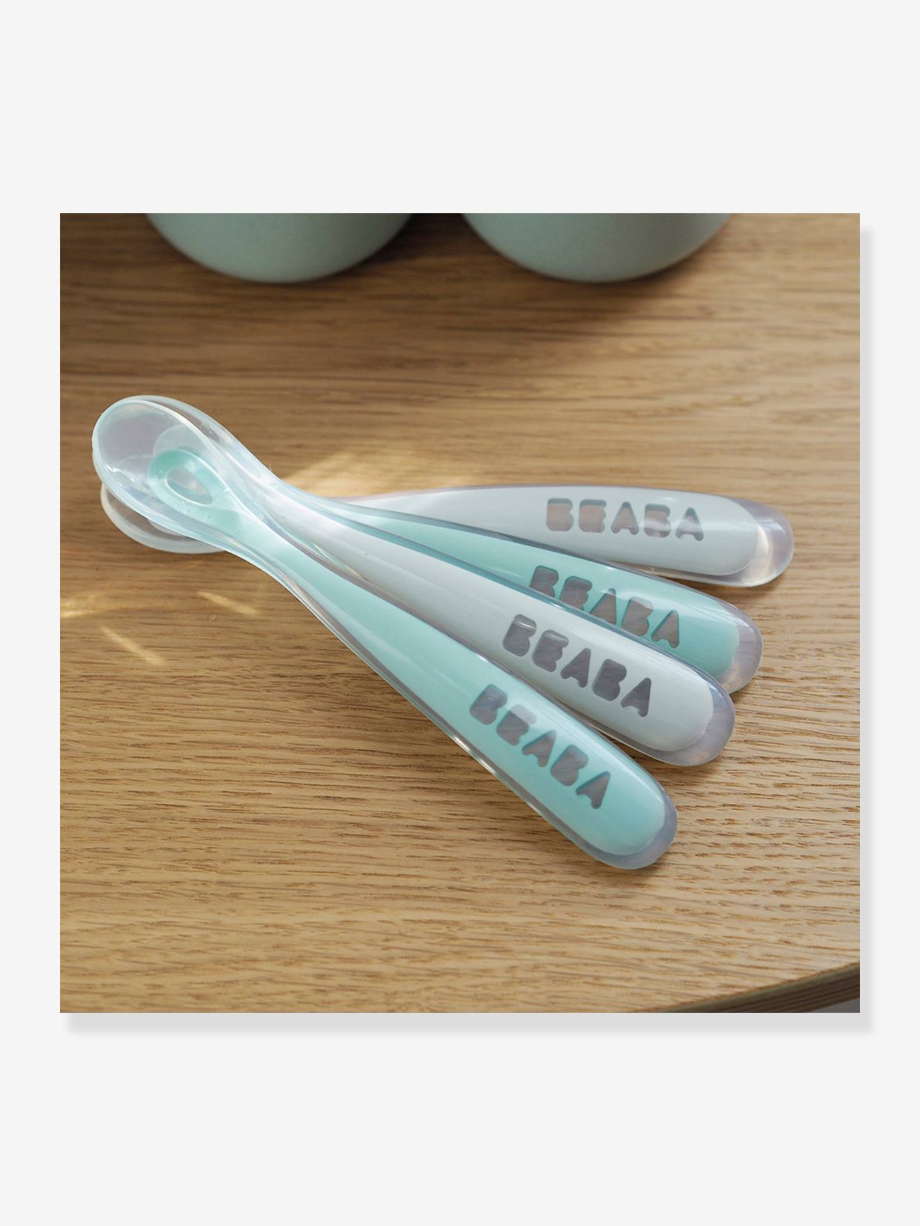 Beaba 4er-Pack Baby Löffel BEABA, 4-12 Monate - blue/ eucalyptus/ pink/ mist