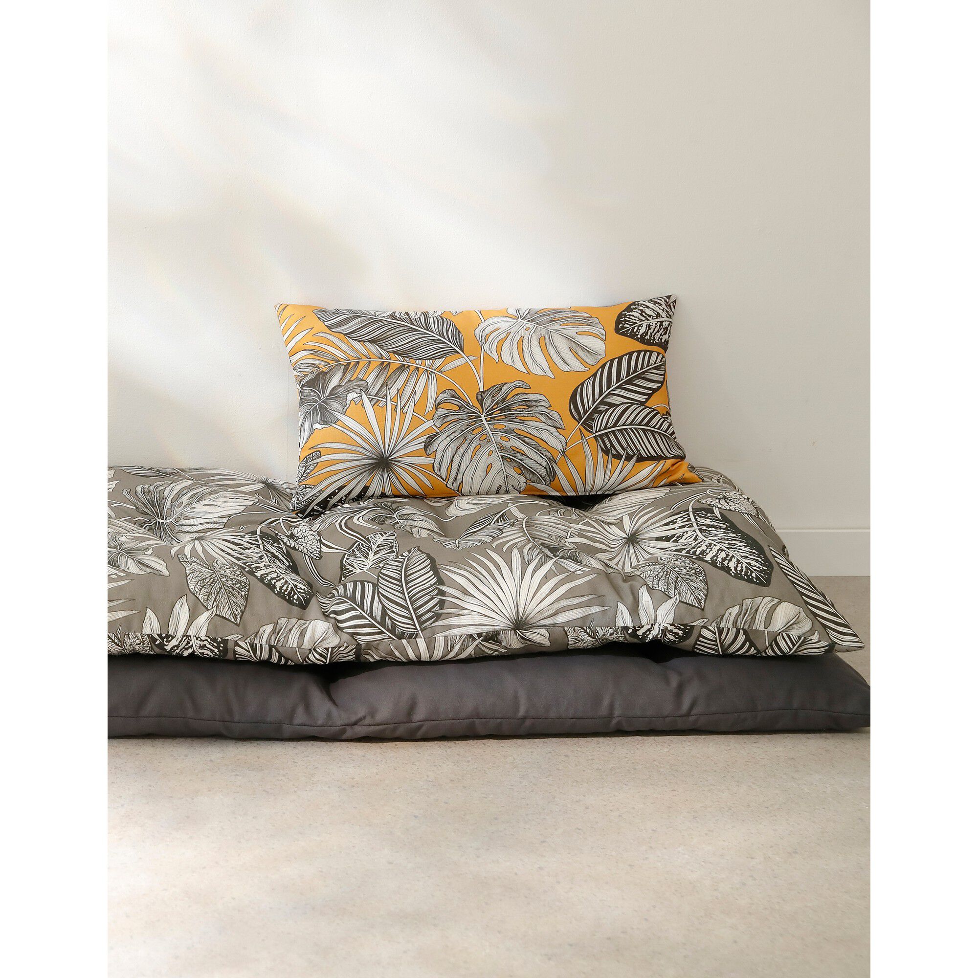 Long coussin déco coton imprimé tropical