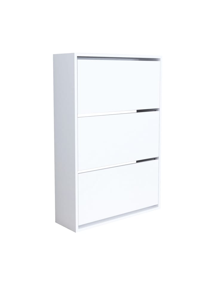 en.casa Schuhschrank Aurskog in Weiß (H)110cm (B)73.5cm (T)24cm günstig kaufen onesize