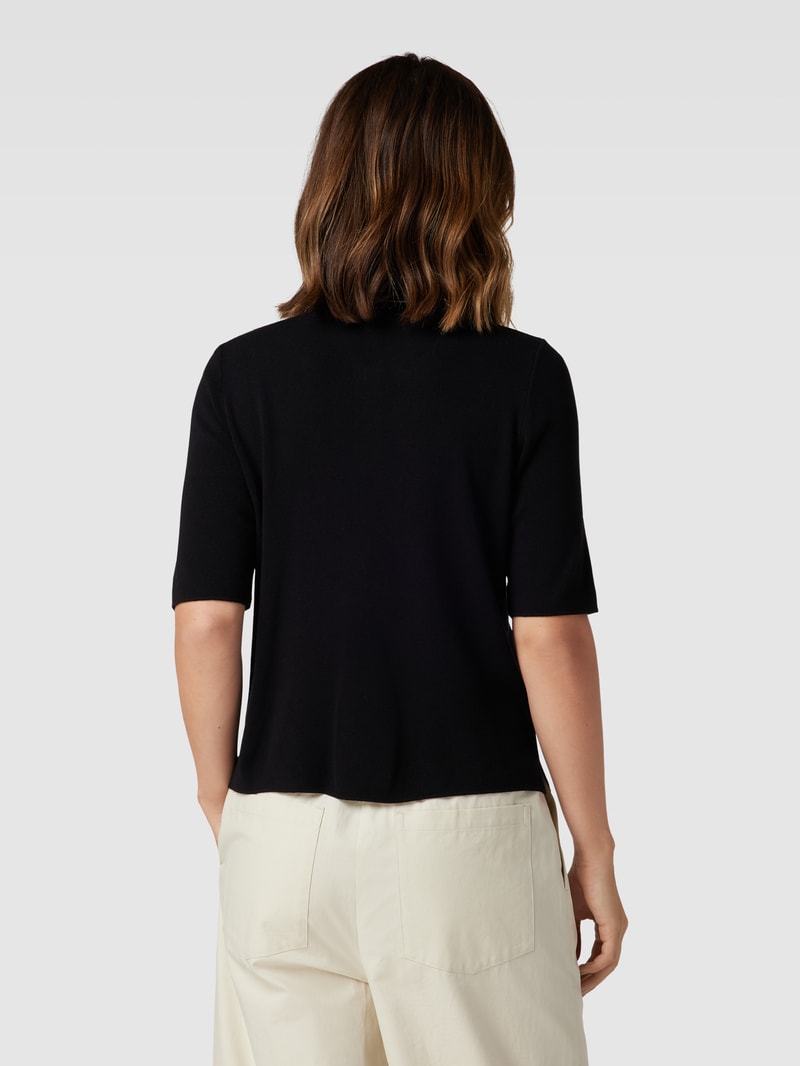 Poloshirt aus Viskose-Mix mit Knopfleiste in schwarz