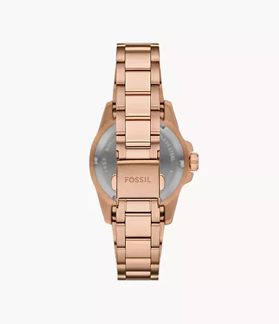 Fossil Uhr Fossil Blue Dive 3-Zeiger-Werk Edelstahl roségoldfarben