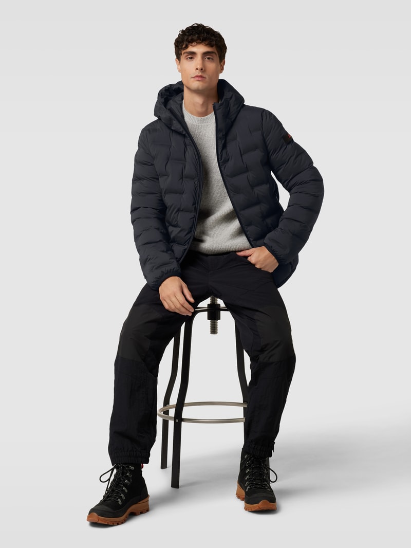 Jacke mit Strukturmuster Modell 'BRANDO' in schwarz
