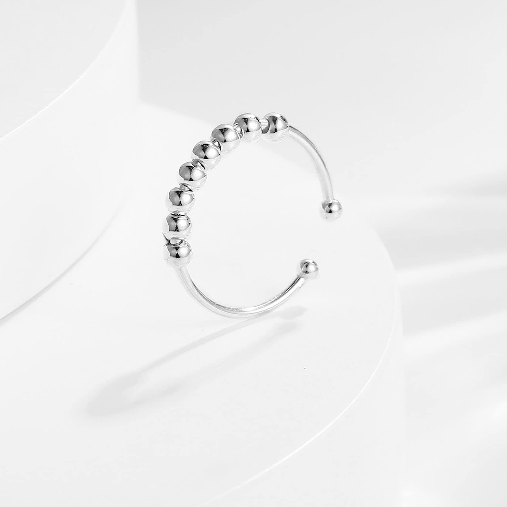 Haiaveng Fingerring S925 Verstellbare Sterling Silber schwimmende Ring für Angst Linderung, Geeignet für Männer und Frauen