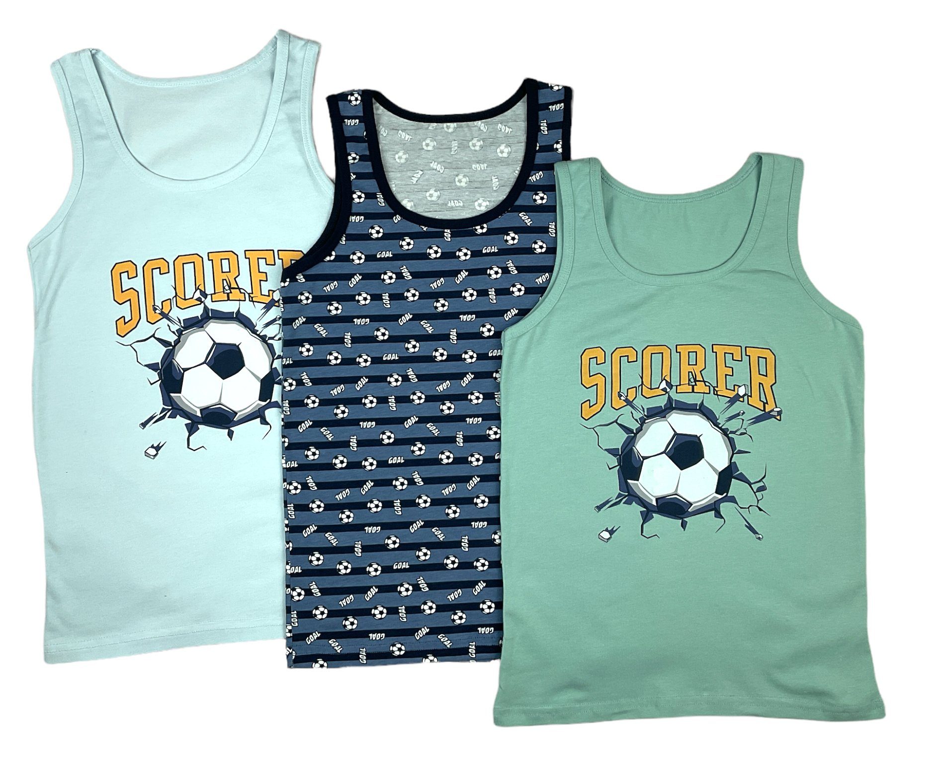 LOREZA Unterhemd 5 Jungen Unterhemden Baumwolle Tank Unterwäsche - Scorer (Spar-Packung, 5-St)