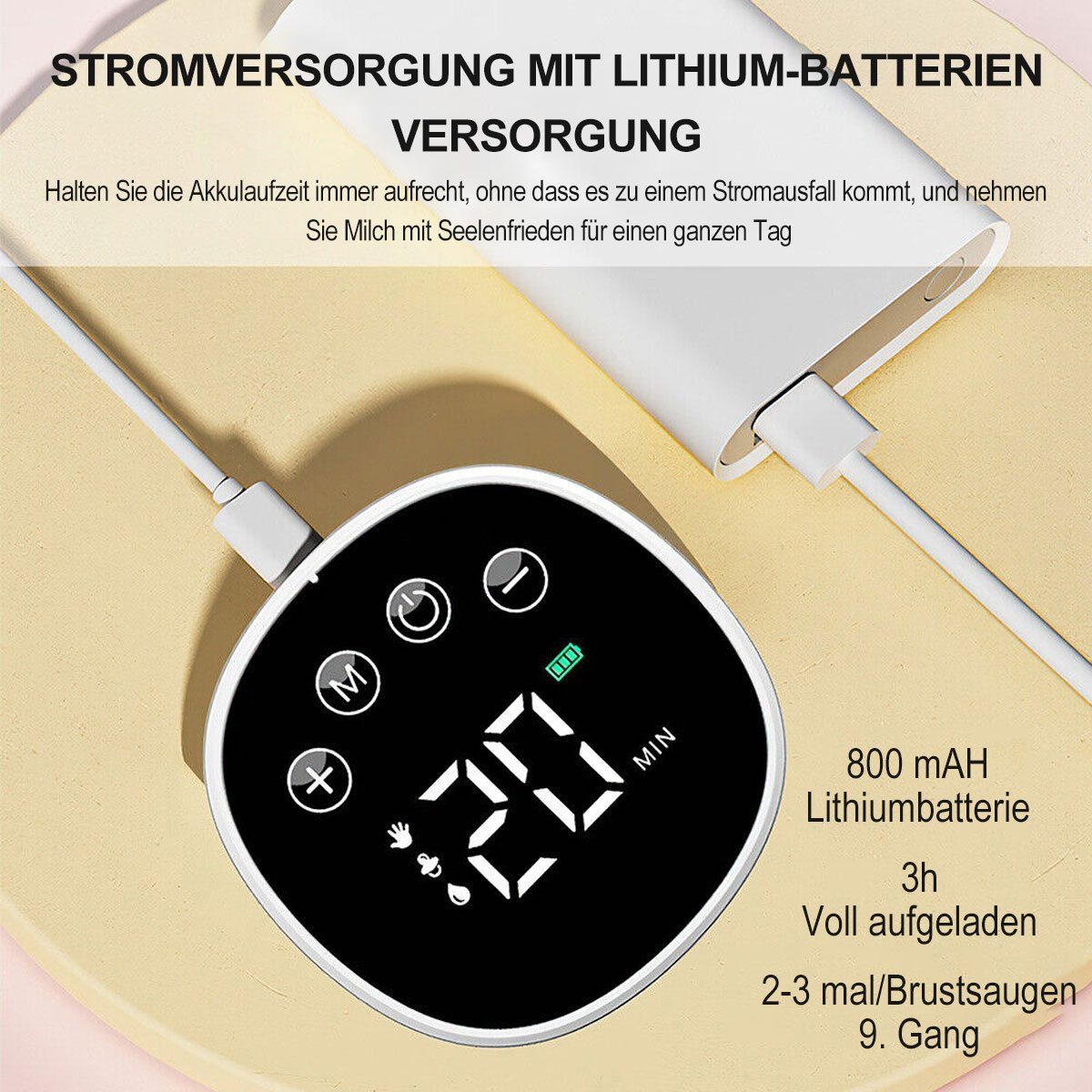 Yoyaxi Elektrische Milchpumpe Automatische Doppelmilchpumpe mit Stummschaltung, Elektrische Milchpumpe mit USB, Baby-Säuglingsernährung