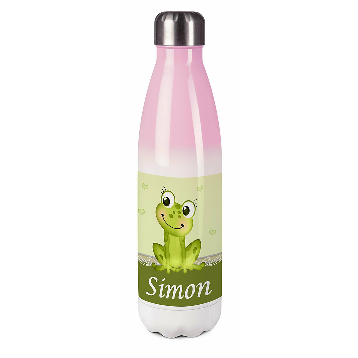 Edelstahl Kinder Thermoflasche / Trinkflasche bunt Frosch Spülmaschinenfest, Auslaufsicher, Bruchfest, Doppelwandig, Für Heißgetränke geeignet, Mit Deckel, Isoliert