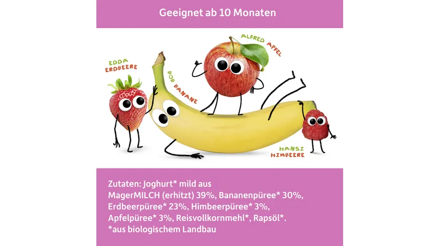 Freche Freunde Bio Quetschie Erdbeere & Himbeere im Joghurt 100 g
