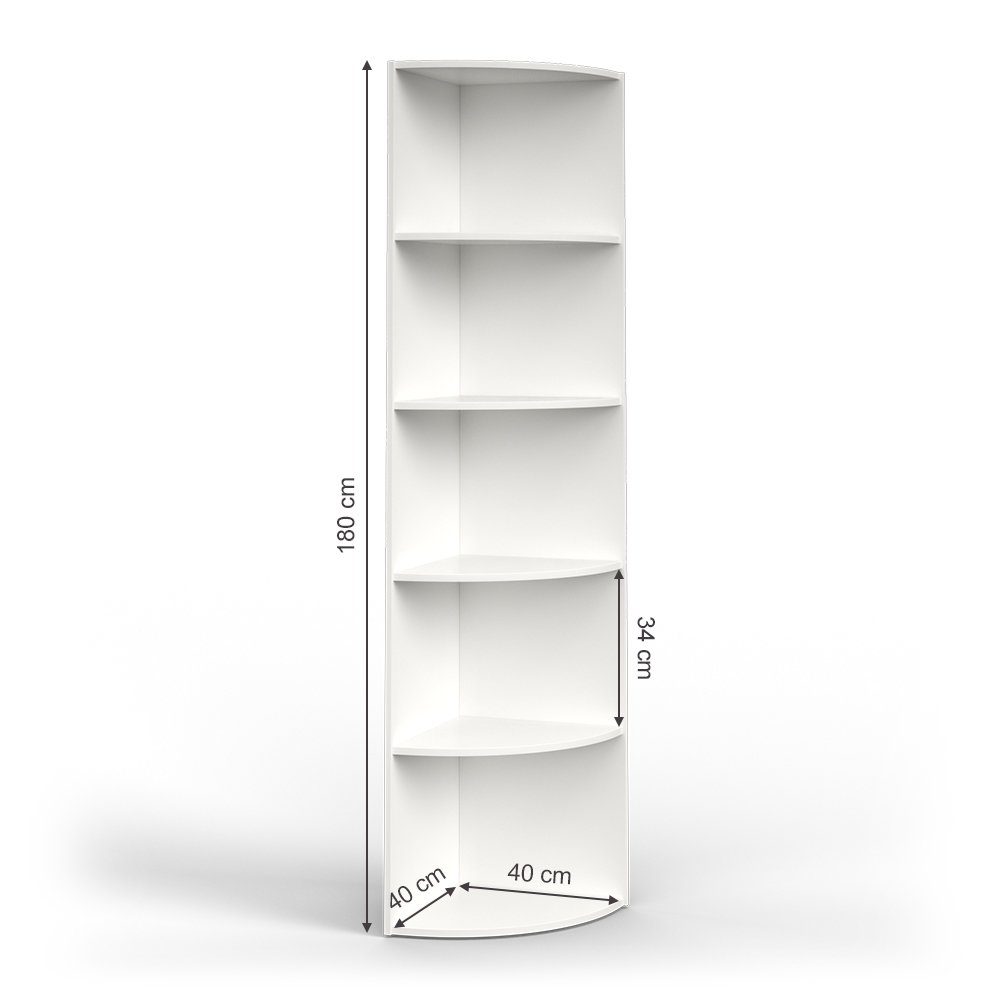 Vicco Eckregal Wandregal Winkelregal 180 x 40 cm ECKI Weiß