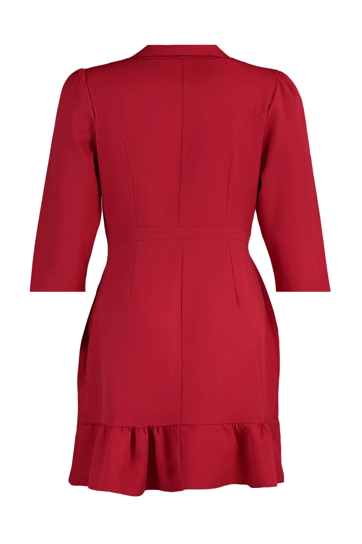 Trendyol Curve  Rotes ungefüttertes Mini-Jackenkleid aus Webstoff mit Dreiviertelärmeln in Übergröße TBBAW23AH00042