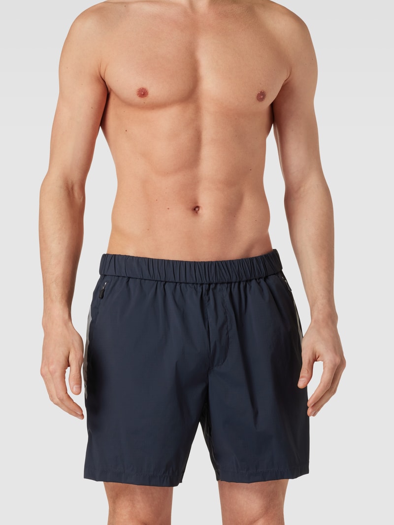 Shorts mit Label-Detail Modell 'Run2' in marineblau