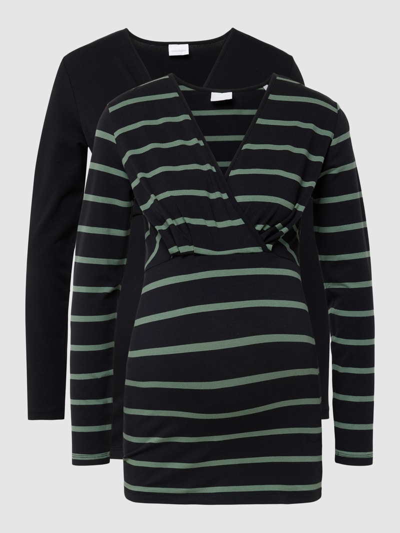 Umstands-Longsleeve mit Still-Funktion im 2er-Pack in schwarz