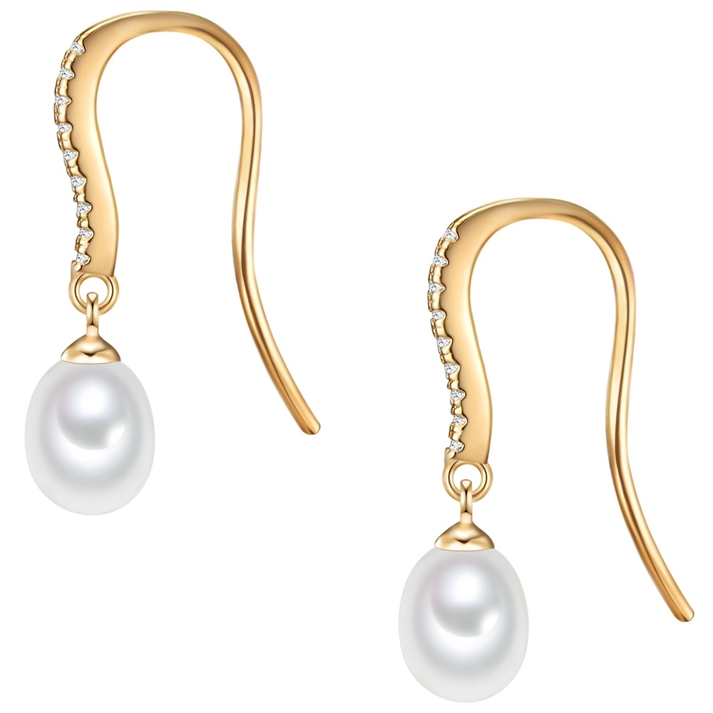 Valero Pearls Boucles d'oreille en perle Argent sterling Oxyde de zirconium (CZ) Perle de cultu Boucles d'oreilles